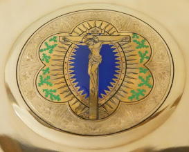 Ornate French antique solid silver gilt Gothic Chapel Set